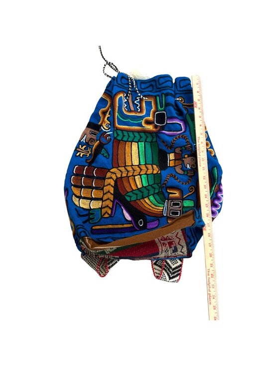 Women\'s Travel Backpack Blue Hand Woven Peruvian Rucksack Embroidered Boho main image 7
